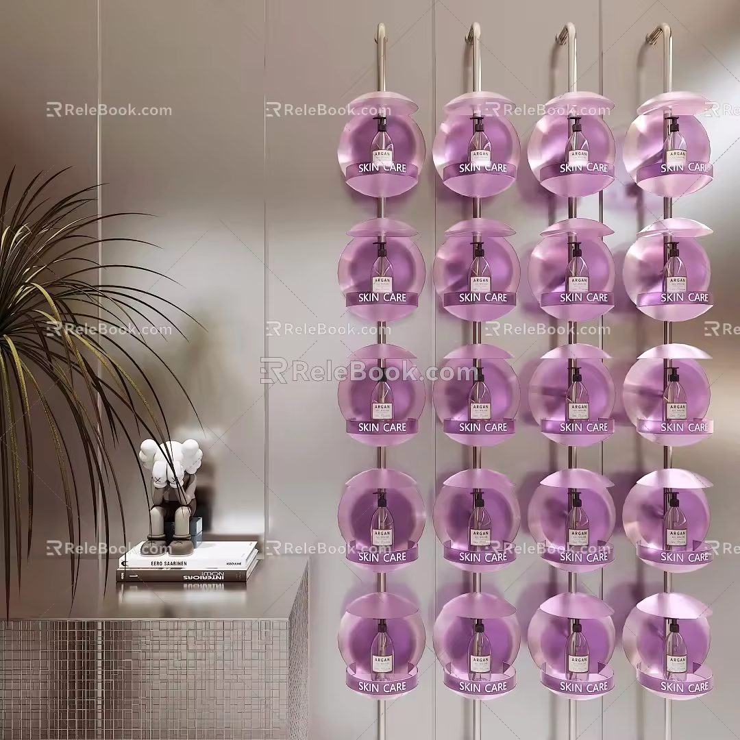 Cosmetics Display Cabinet Back Container Shelf 3d model