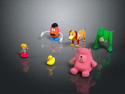 Modern Toy Doll Cartoon Bear Cartoon Duck Cartoon Dog Cartoon Dinosaur 3d model