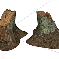 Natural Stone Wood Tree Stumps With Rough Bark And Earthy Texture Details