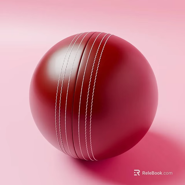 High Quality Red Cricket Ball With White Stitching For Sports Equipment 3d model 