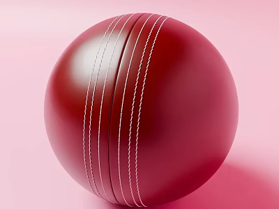 High Quality Red Cricket Ball With White Stitching For Sports Equipment 3d model
