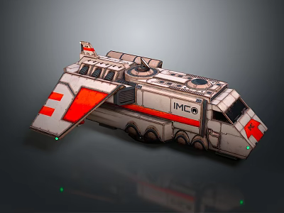 IMC Red And White Transport Vehicle Detailed Scale Model With Wings And Wheels 3d model