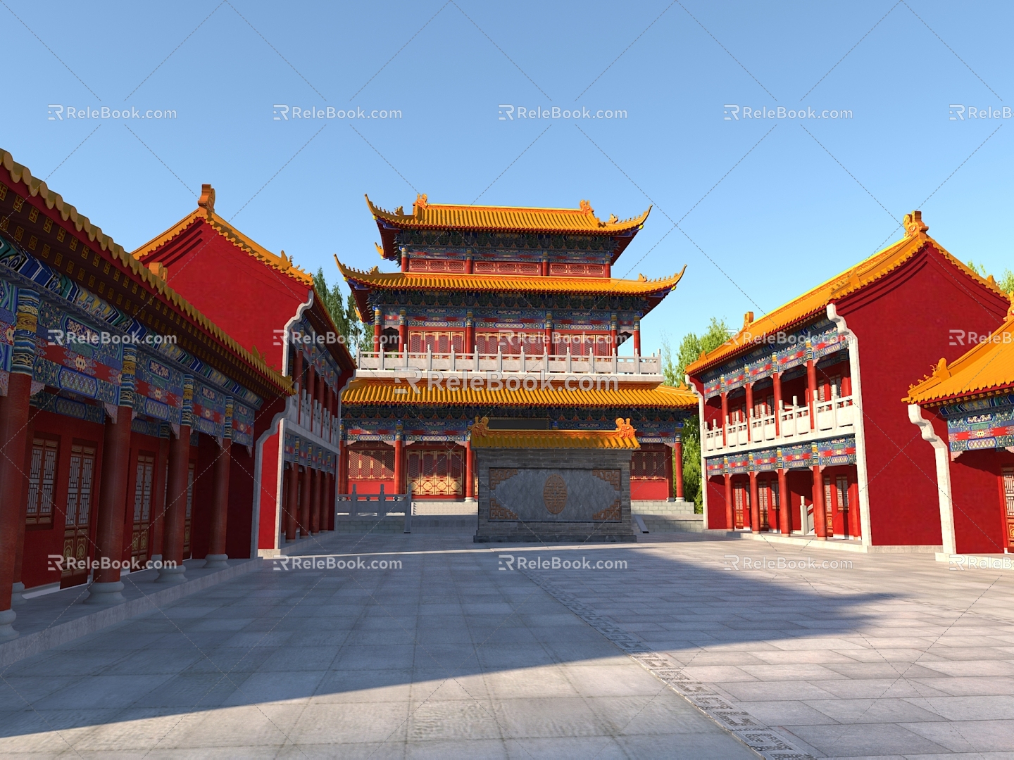 Chinese Temple Ancestral Hall 3d model