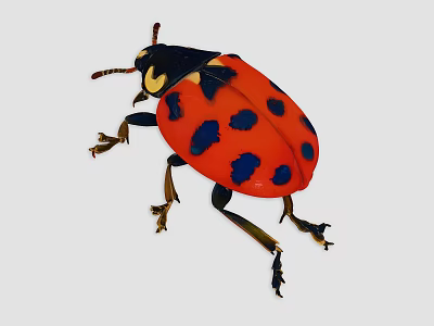 Red and Black Spotted Ladybug as a Flying Insect with Detailed Body Features 3d model