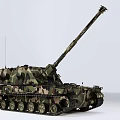 Military Tank With Camouflage Pattern Long Gun Barrel Antenna And Tracks