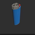 Portable Modern Blue Electronic Lighter with Silver Top and Red Button