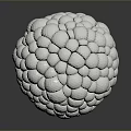 Gray Bumpy Spherical 3D Model With Shiny Textured Surface