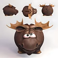 Cartoon Moose Game Movie Character With Big Antlers And Expressive Eyes