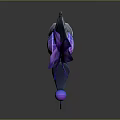 Enchanting Fantasy Character Weapon With Mythical Creature Inspired Purple Crystal And Silver Petal Design