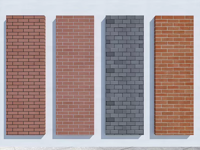 Building Exterior Wall Design With Different Color Brick Wall Texture Samples 3d model