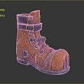 Orange Boot Shaped Household Item With Blue Straps And Hole Design