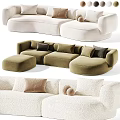 Modern Multiplayer Curved Sofa Collection 3d model