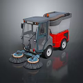 Daily Electrical Cleaning Appliance Red Body Gray Front With Two Sweeping Brushes