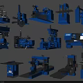 Various Types of Industrial Equipment Including Lathes Mills Drills and Mechanical Tools
