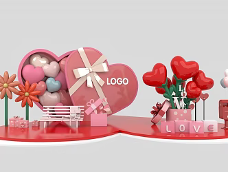 Valentine's Day Photo Card Mini Show Gift Box Shows Meichen 3d model