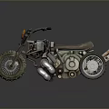 Vintage Custom Motorcycle With Large Tires Leather Seat And Exposed Engine