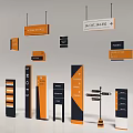 Sculpture Carving Art For Hanging And Standing Orange Black Directional Signage