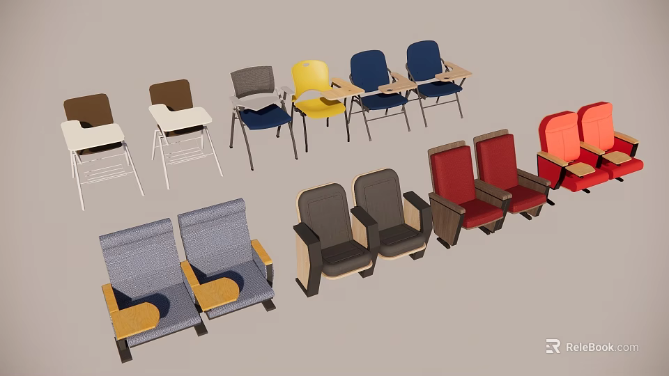 Leisure Chairs With Modern Design Various Colors And Comfortable Cushioned Seats 3d model 