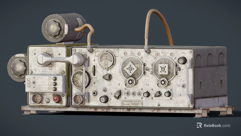 Old Fashioned Vintage Radio With Metal Casing Knobs And Dials 3d model 