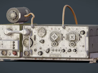 Old Fashioned Vintage Radio With Metal Casing Knobs And Dials 3d model