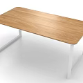 Sleek Modern Office Desk Featuring Wooden Top And White Metal Legs