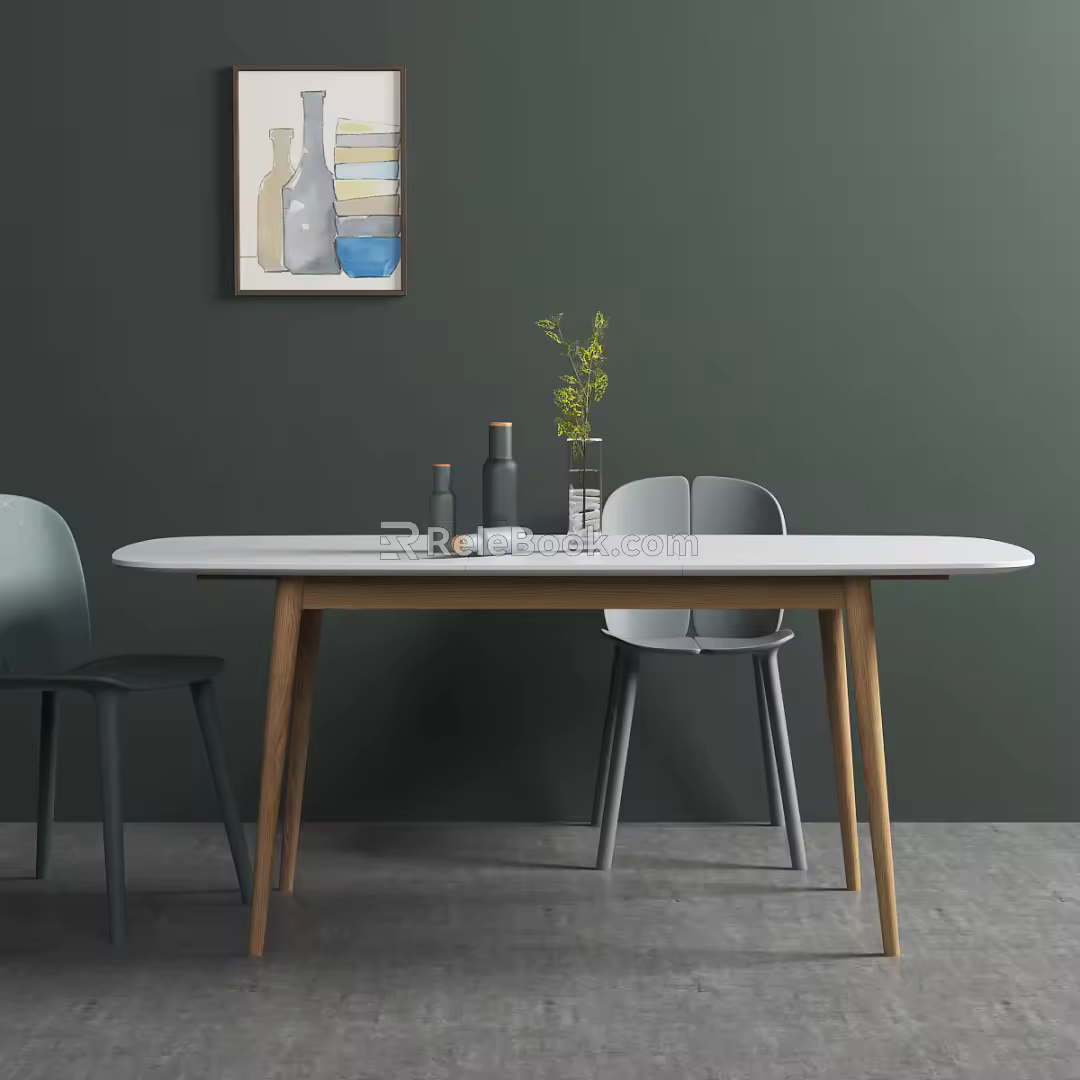 Nordic Dining Table and Chair Combination Dining Table 3d model