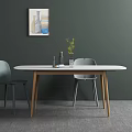 Nordic Dining Table and Chair Combination Dining Table 3d model