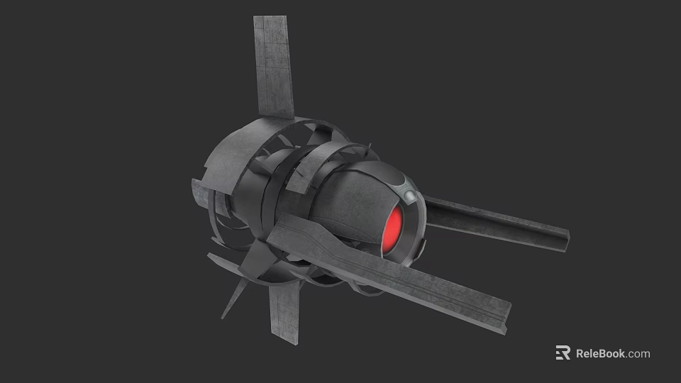 Car Mechanical Component 3D Model With Black Structure And Red Illuminated Part 3d model 