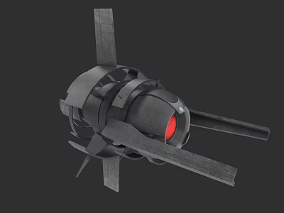 Car Mechanical Component 3D Model With Black Structure And Red Illuminated Part 3d model