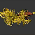 Cartoon Scene Featuring Colorful Tree With Yellow Leaves Red Trunk And Stones