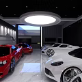 4S Shop Showroom Interior Featuring Red White Luxury Sports Cars And Modern Design