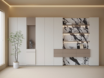 Modern full wall bookcase 3d model