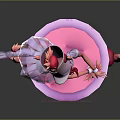 Game Character With Red Hair Hat Star Adorned Staff Pink Base Flame Decorations And RUBY