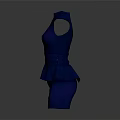 Women's Stylish Blue Sleeveless High Neck Dress With Peplum Hem Design