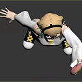 Kid in White Long Sleeve Shirt Black Shorts Holding Donut with Yellow Sneakers Standing Pose