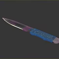 Handcrafted Tactical Knife With Blue Sharp Blade And Green Brown Braided Rope Handle