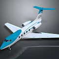 Blue and White Small Passenger Jet Aircraft Featuring G2017 Registration Wings Tail and Windows