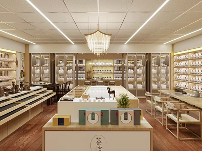 Elegant Boutique Store Interior With Chandelier Display Shelves Counter And Product Displays 3d model