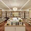 Elegant Boutique Store Interior With Chandelier Display Shelves Counter And Product Displays