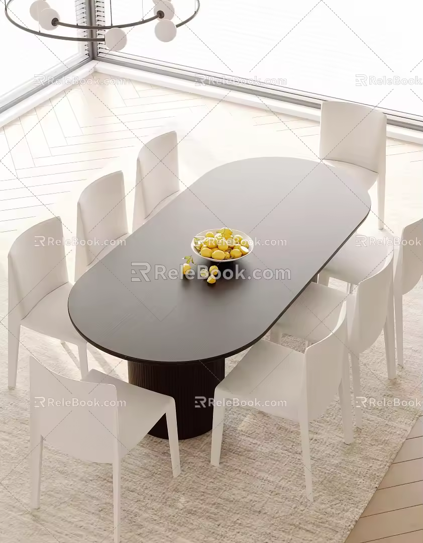 Modern Dining Table and Chair Combination 3d model
