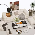 Modern Sofa Coffee Table Combination Lazy Sofa Multi-Person Sofa Green Planting 3d model