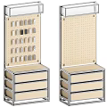Display Cabinets With Perforated Back Panels Multiple Drawers And Metal Frames