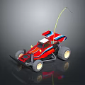 Red Remote Control Racing Car With Blue White Stripes Large Wheels Cockpit And Antenna