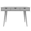 Modern White Desk With Three Drawers And Black Slim Legs