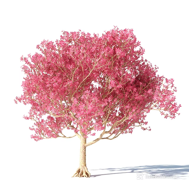 Beautiful Lush Arbor With Dense Vibrant Pink Blossoms And Light Trunk 3d model 
