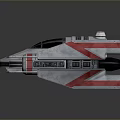 Futuristic Spaceship Featuring Red White Stripes Sleek Design Symmetric Wings And Cockpit