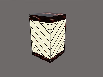 Minimalist Table Lamp With Geometric Patterned White Linen Shade And Wooden Frame 3d model