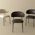 Modern Minimalist Dining Chairs in Beige Dark Brown Black with Curved Backrest and Slim Legs