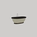 Freestanding Beige And Black Bathtub With Elegant Marble Base And Classic Faucet
