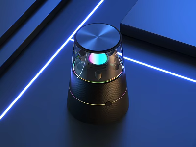 Modern Black Bluetooth Speaker With RGB Colorful Lights And Sleek Design 3d model